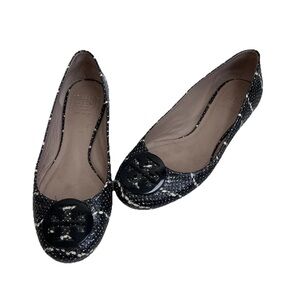 Tory Burch Reva Ballet Flats Mojave Snake Print Leather Shoes